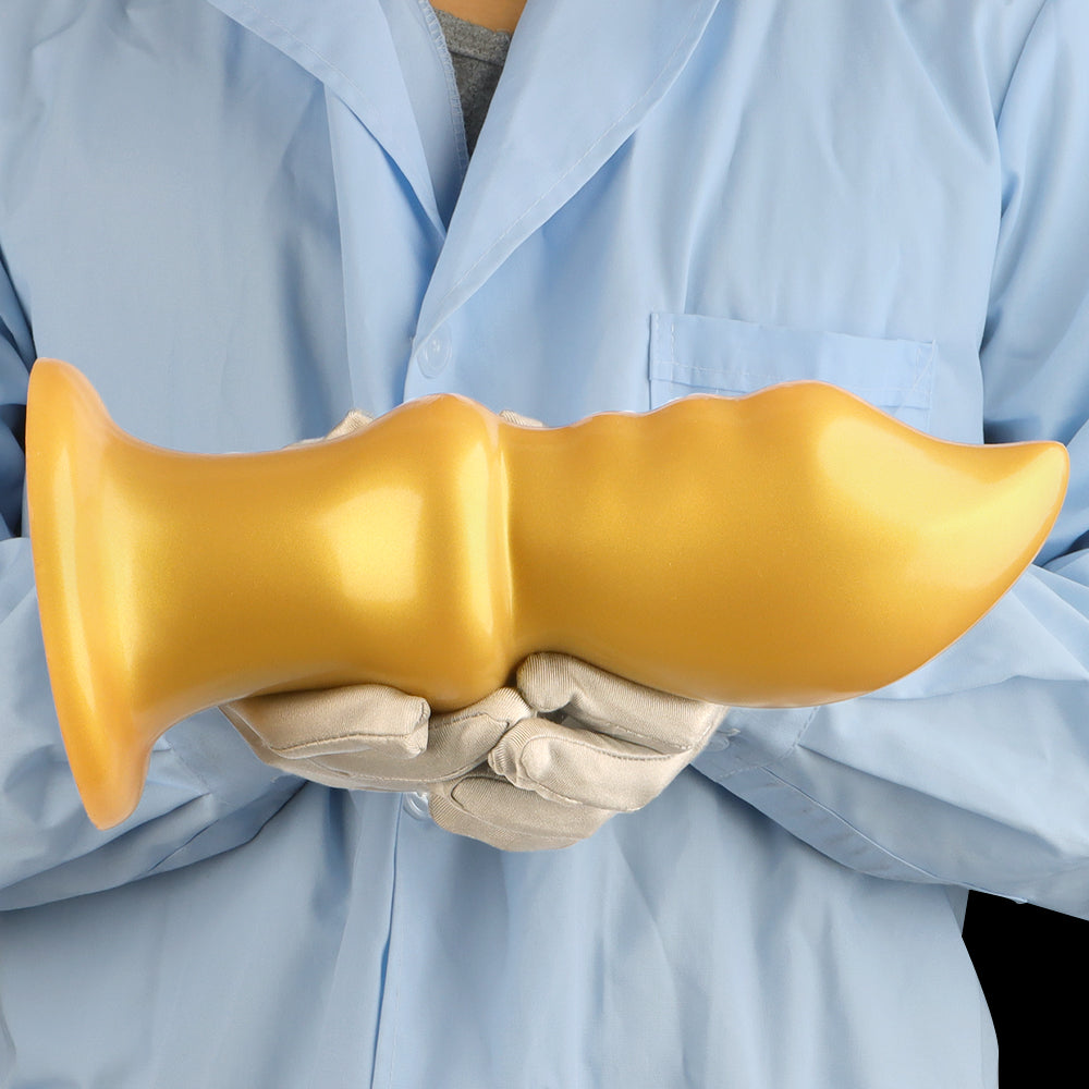 10 Inch Gold Tapered Curved Huge Butt Plug