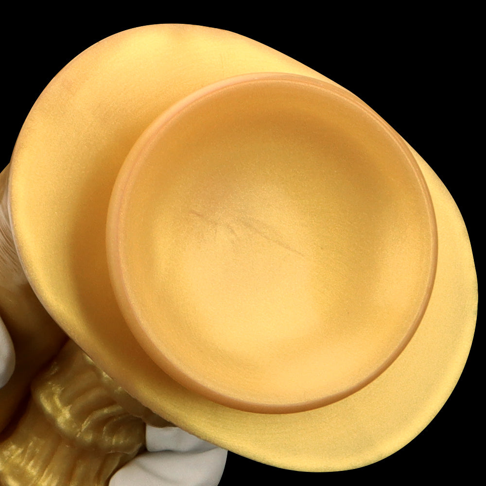 Gold Ribbed Texture Silicone Double Penetration Dildo