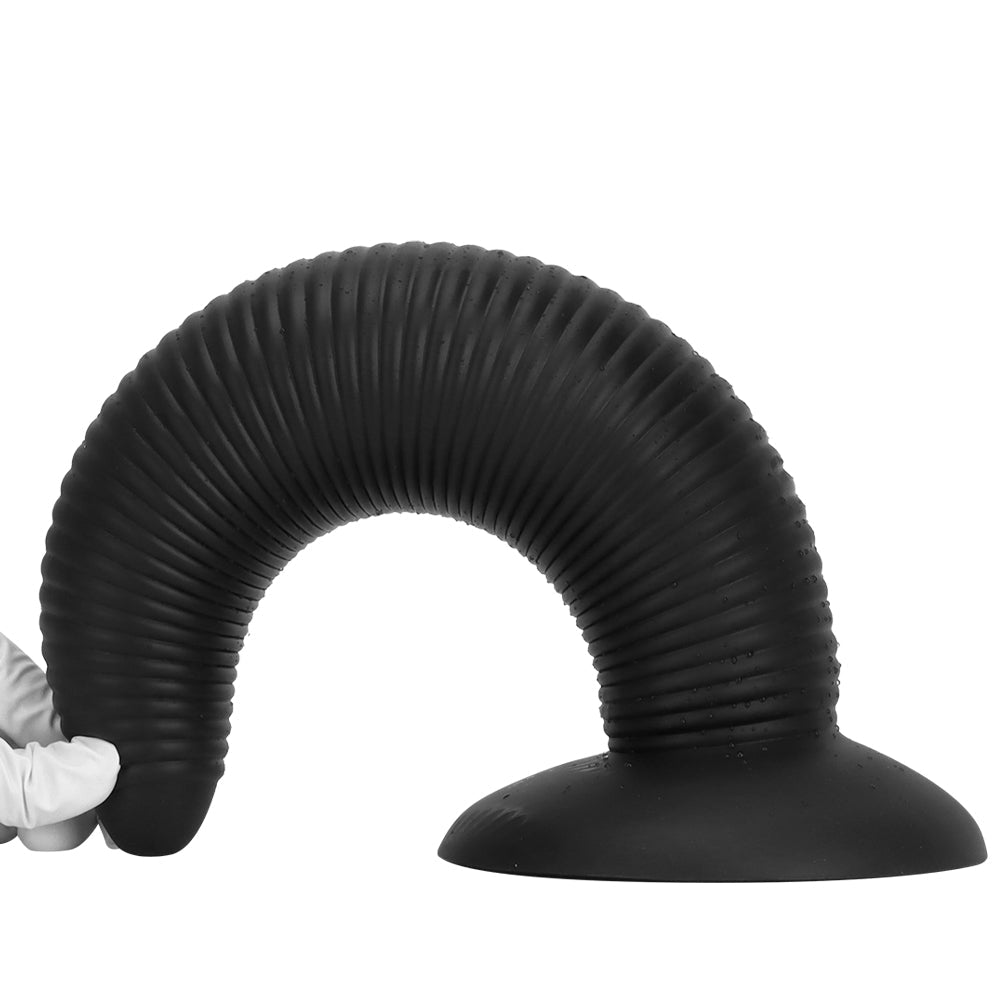 34 cm Threaded Ribbed Big Black Dildo