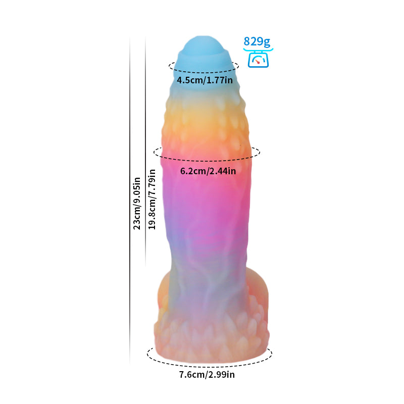 Big Monster Glow in the Dark Rainbow Dildo