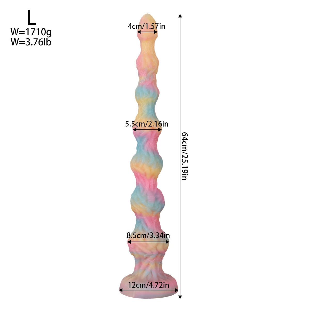 Pink Light up Long Knot Textured Anal Dildo