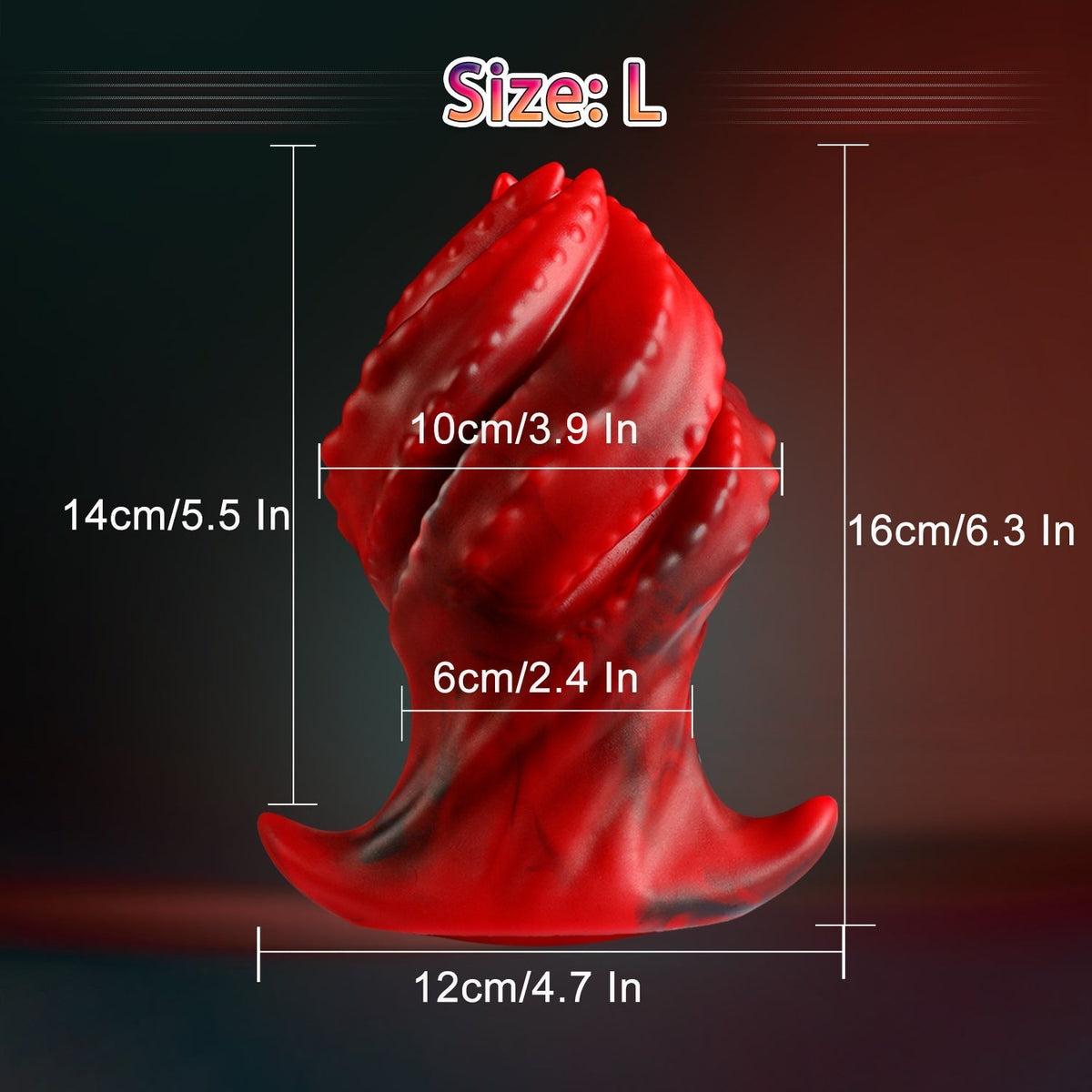 Red Monster Rotating Tentacle Huge Butt Plug
