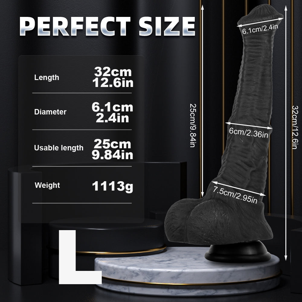 Black Realistic Ball Horse Cock Dildo