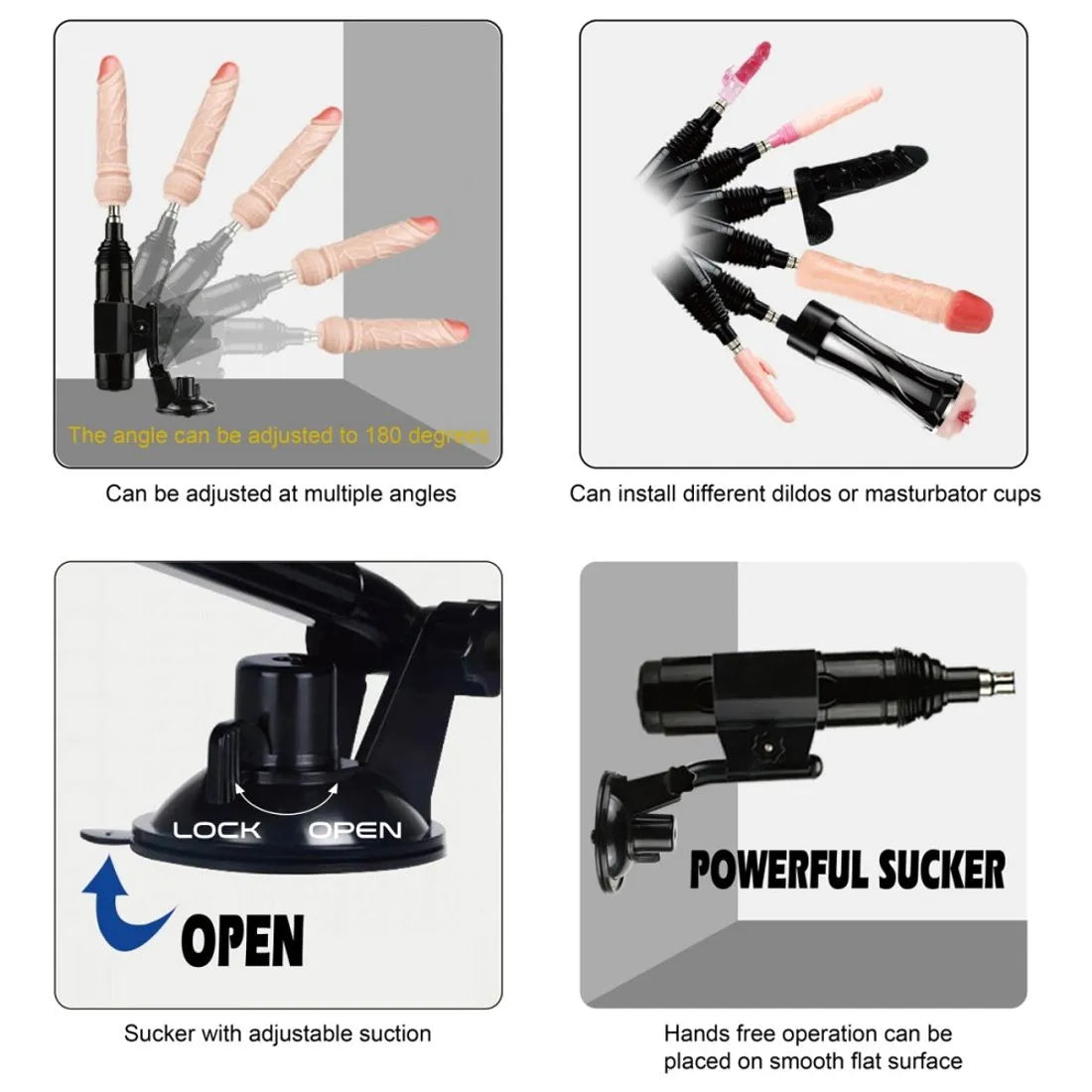 Suction Cup Dildo Thrusting Machine with Anal Attachments
