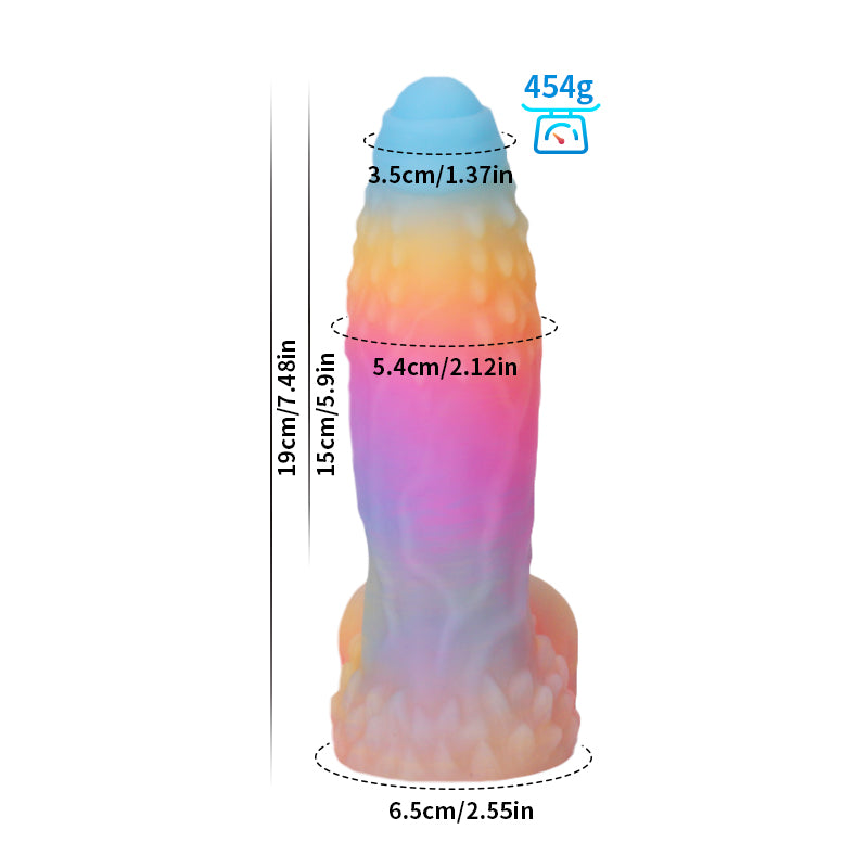 Big Monster Glow in the Dark Rainbow Dildo