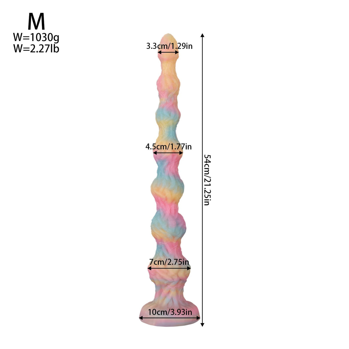 Pink Light up Long Knot Textured Anal Dildo