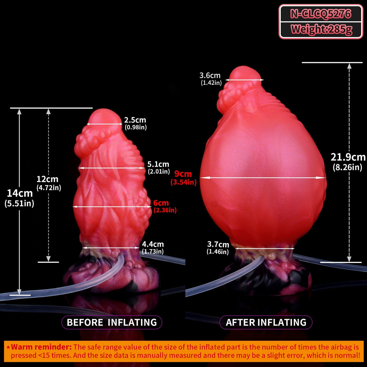 12.7 cm Strong Red Cum Inflatable Dildo