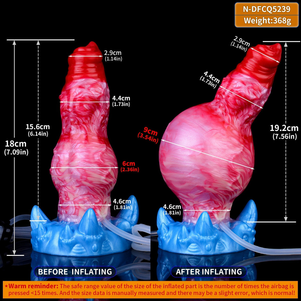 17.8 cm Red Fantasy Dog Inflatable Squirting Dildo