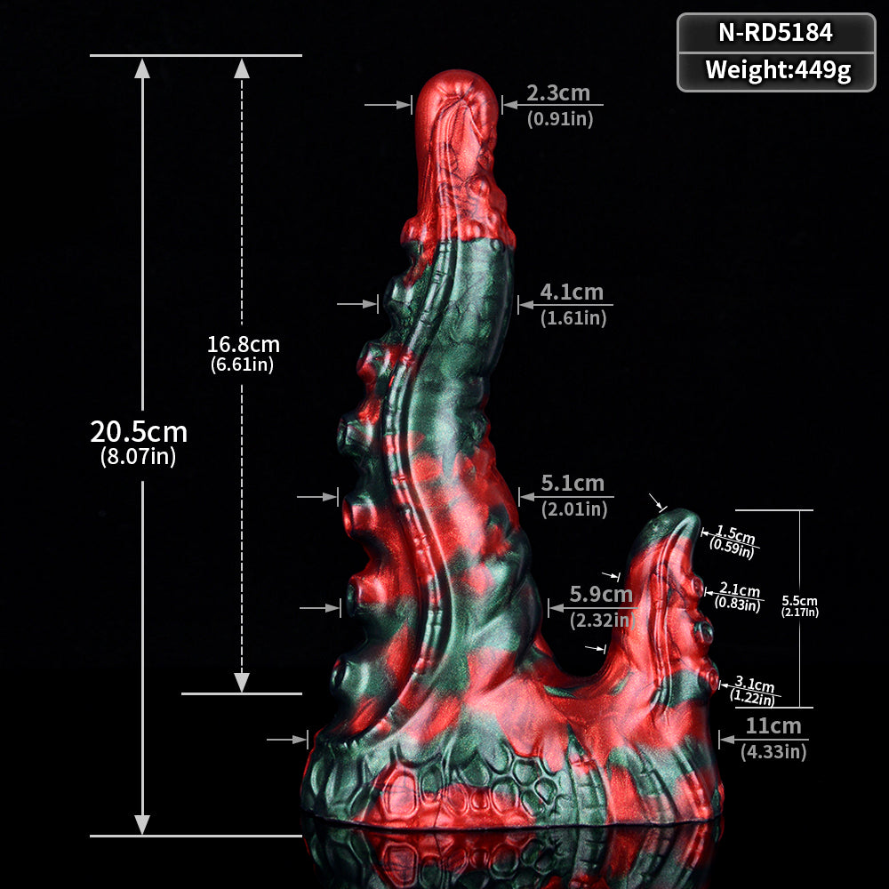20.3 cm Curved Silicone Monster Double Tentacle Dildo