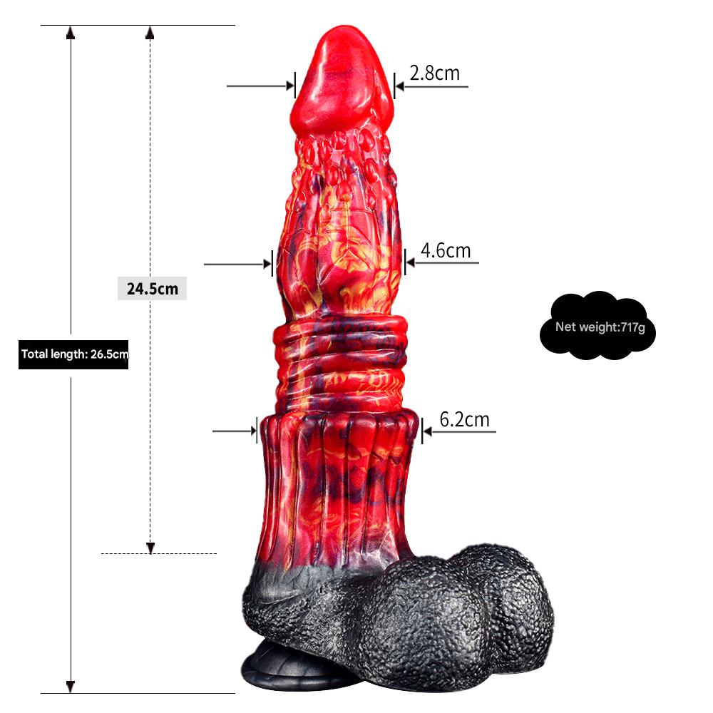 Red Fantasy Monster Ribbed Tapered Dildo
