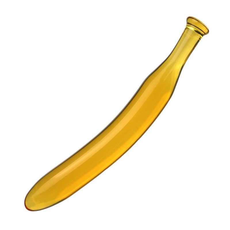 Yellow Banana Slim Glass Curved Discreet Dildo