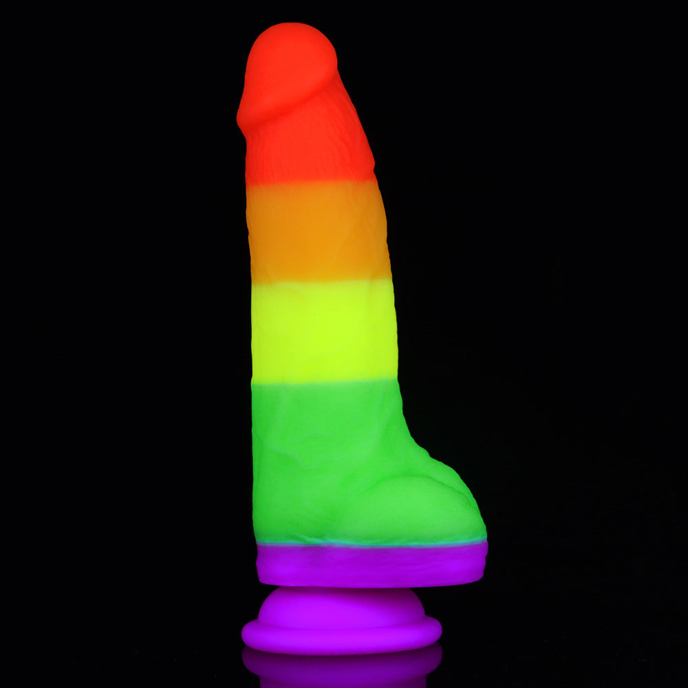 7.6 Inch Rainbow Silicone Dildo For Gay