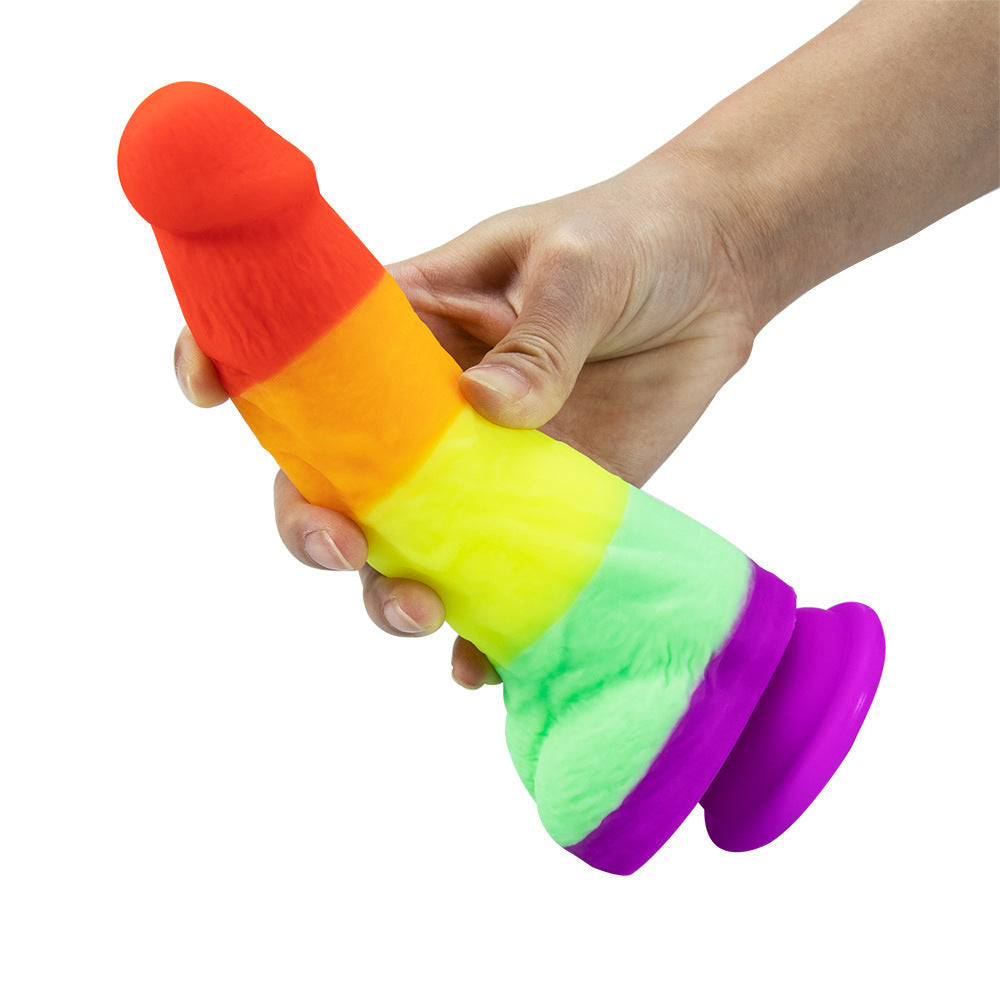 7.6 Inch Rainbow Silicone Dildo For Gay