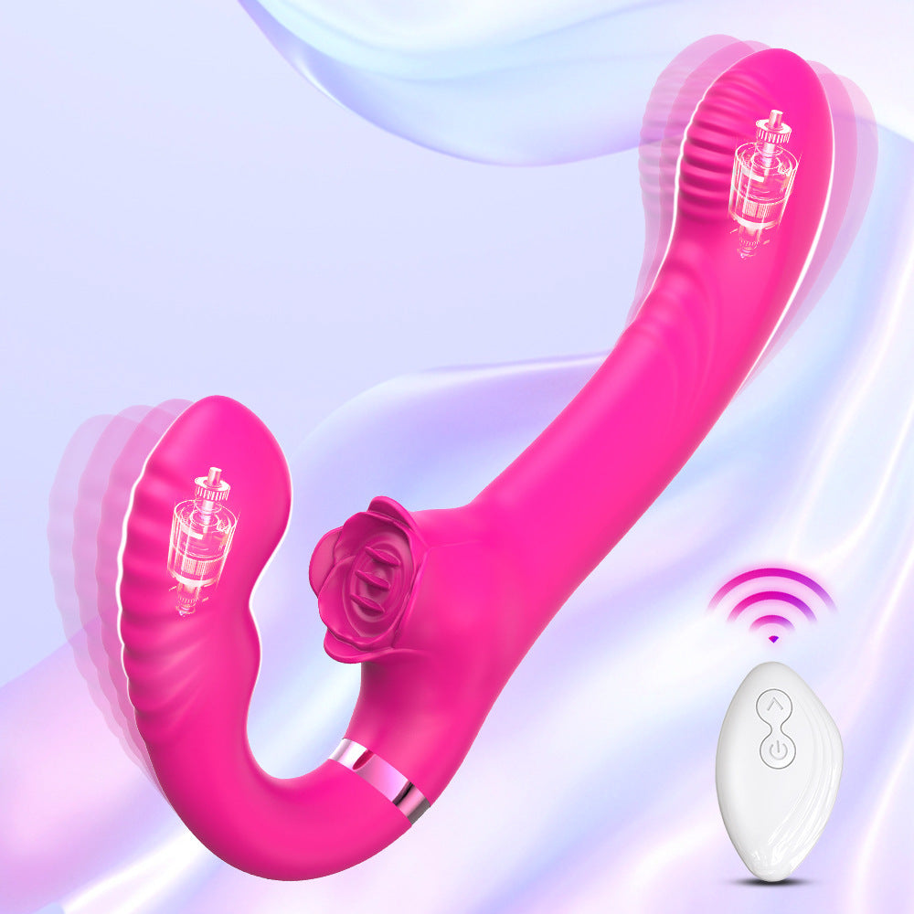 Couple Purple Curved Double Strap On Dildo