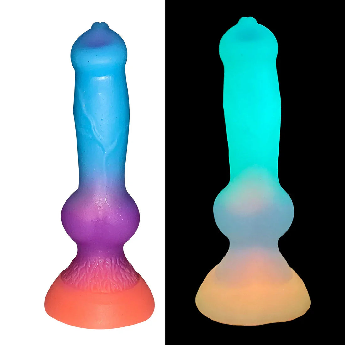 Rainbow Glow In The Dark Dog Dildo