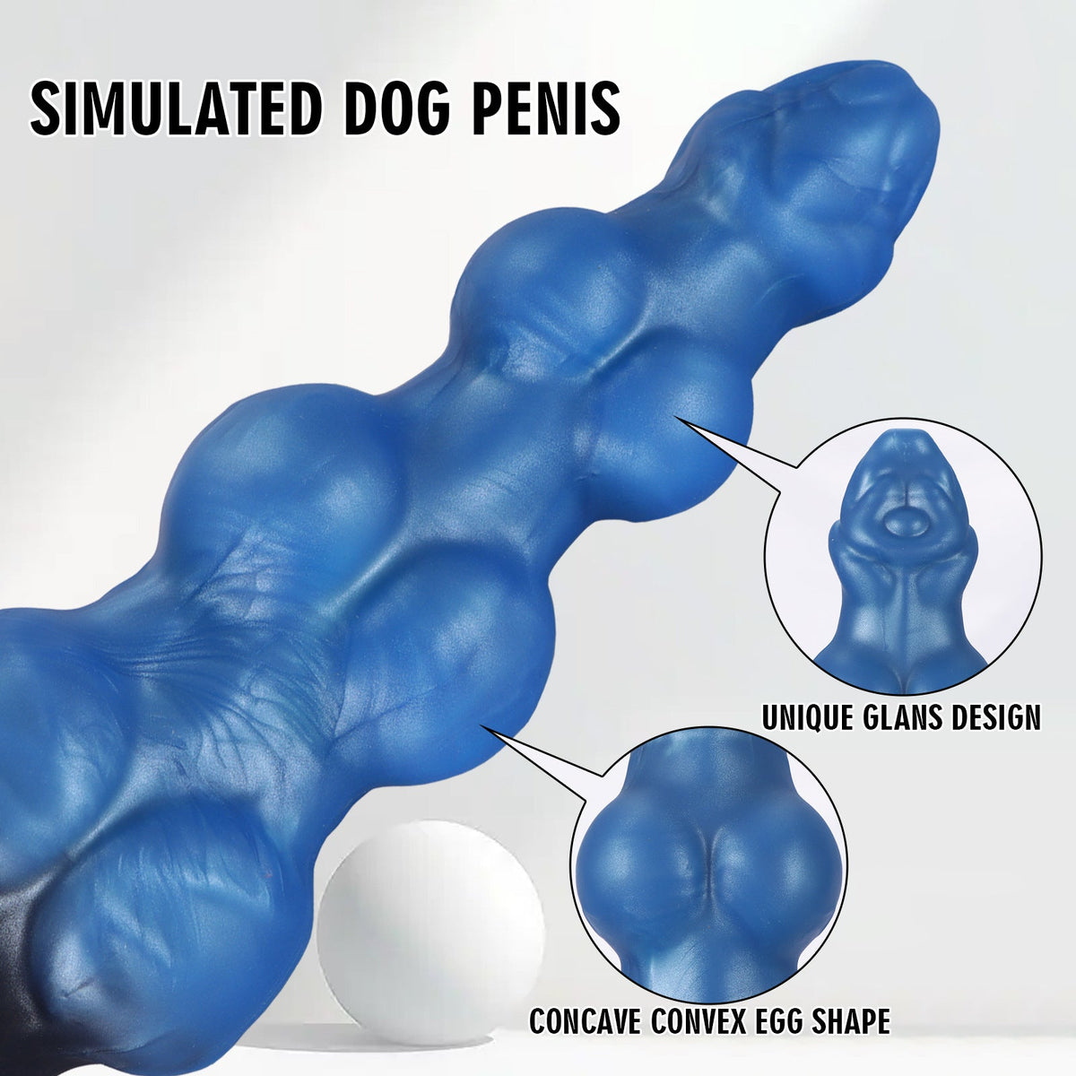 Blue Dog Fantasy Dildo with Three Knotted