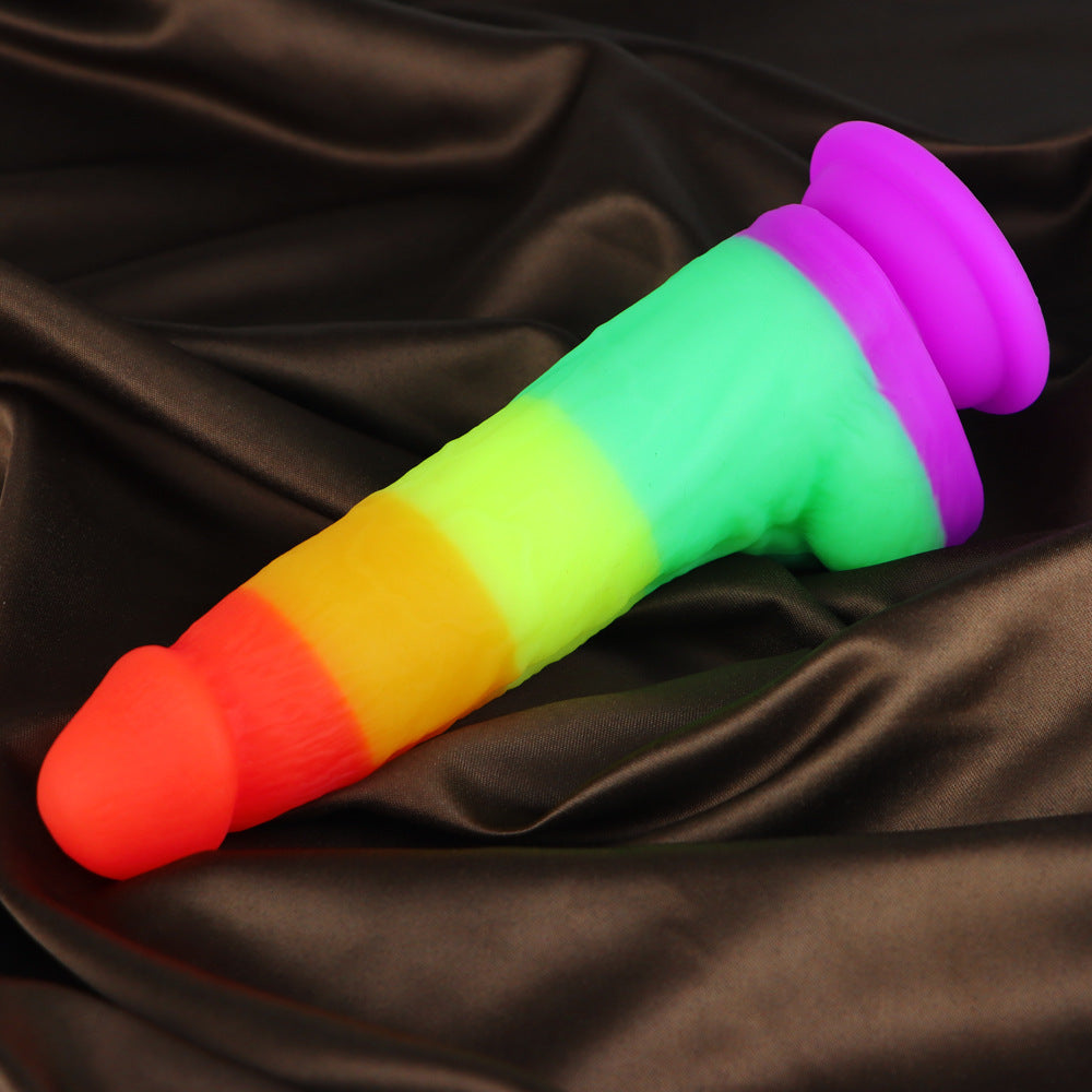 7.6 Inch Rainbow Silicone Dildo For Gay