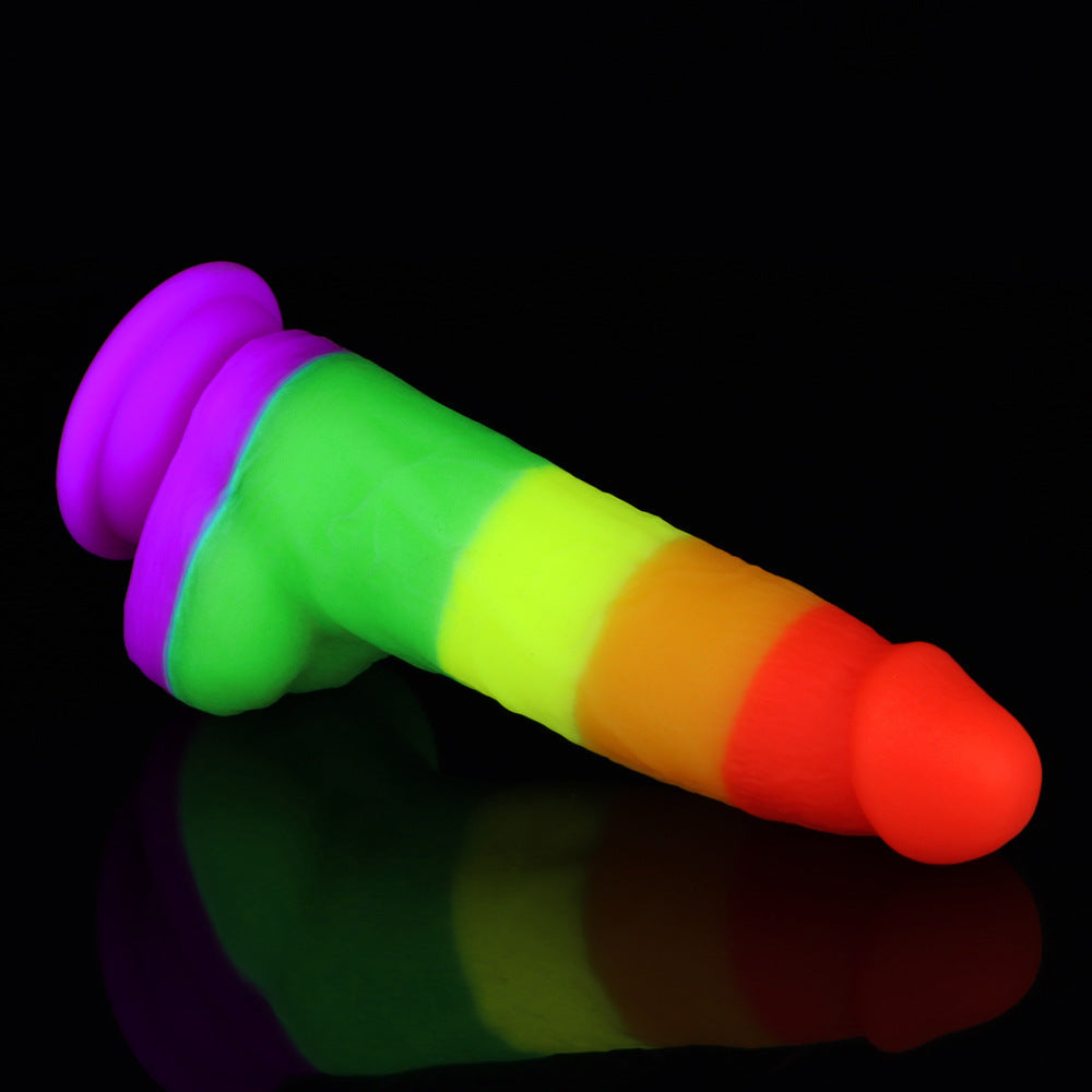 7.6 Inch Rainbow Silicone Dildo For Gay