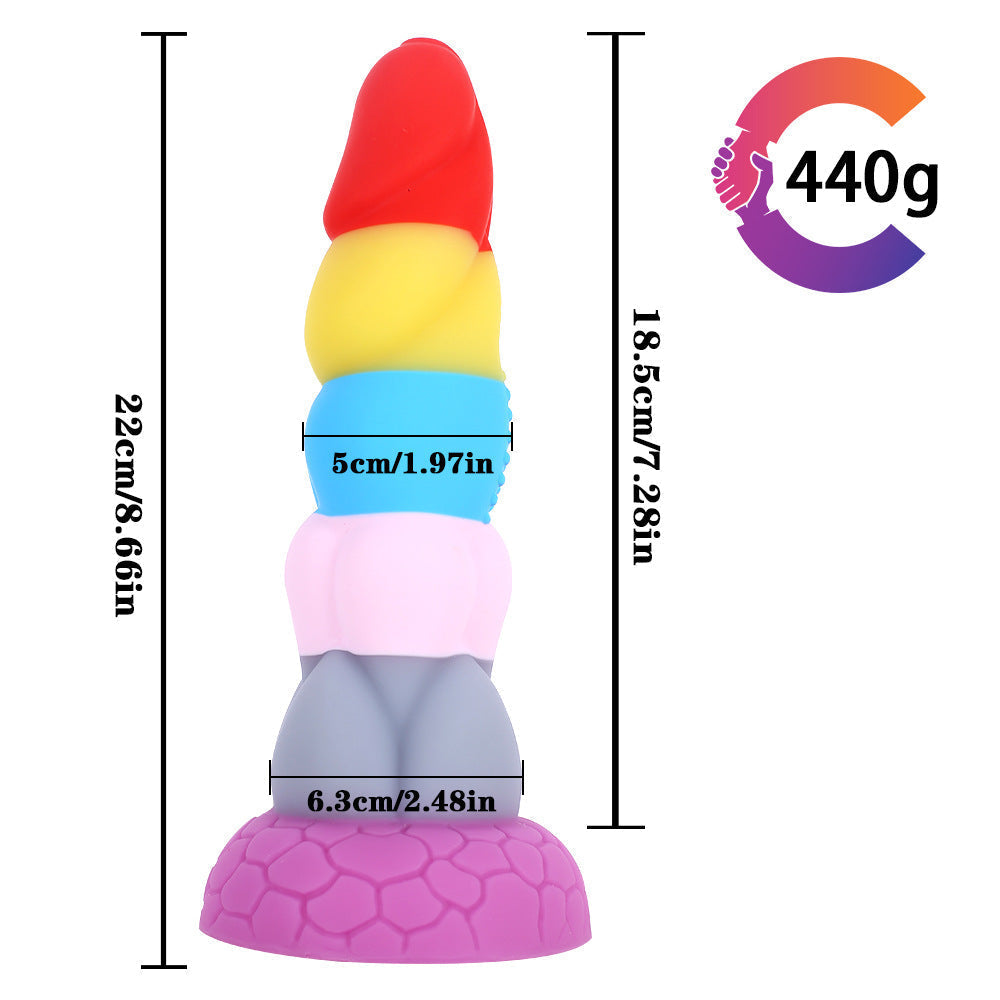 Unicorn Soft Silicone Knotted Rainbow Dildo