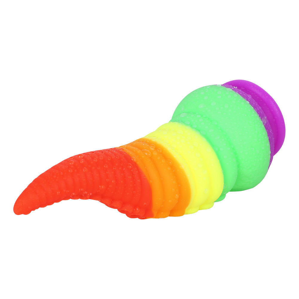 8.6 Inch Rainbow Silicone fantasy Tentacle Curved Dildo