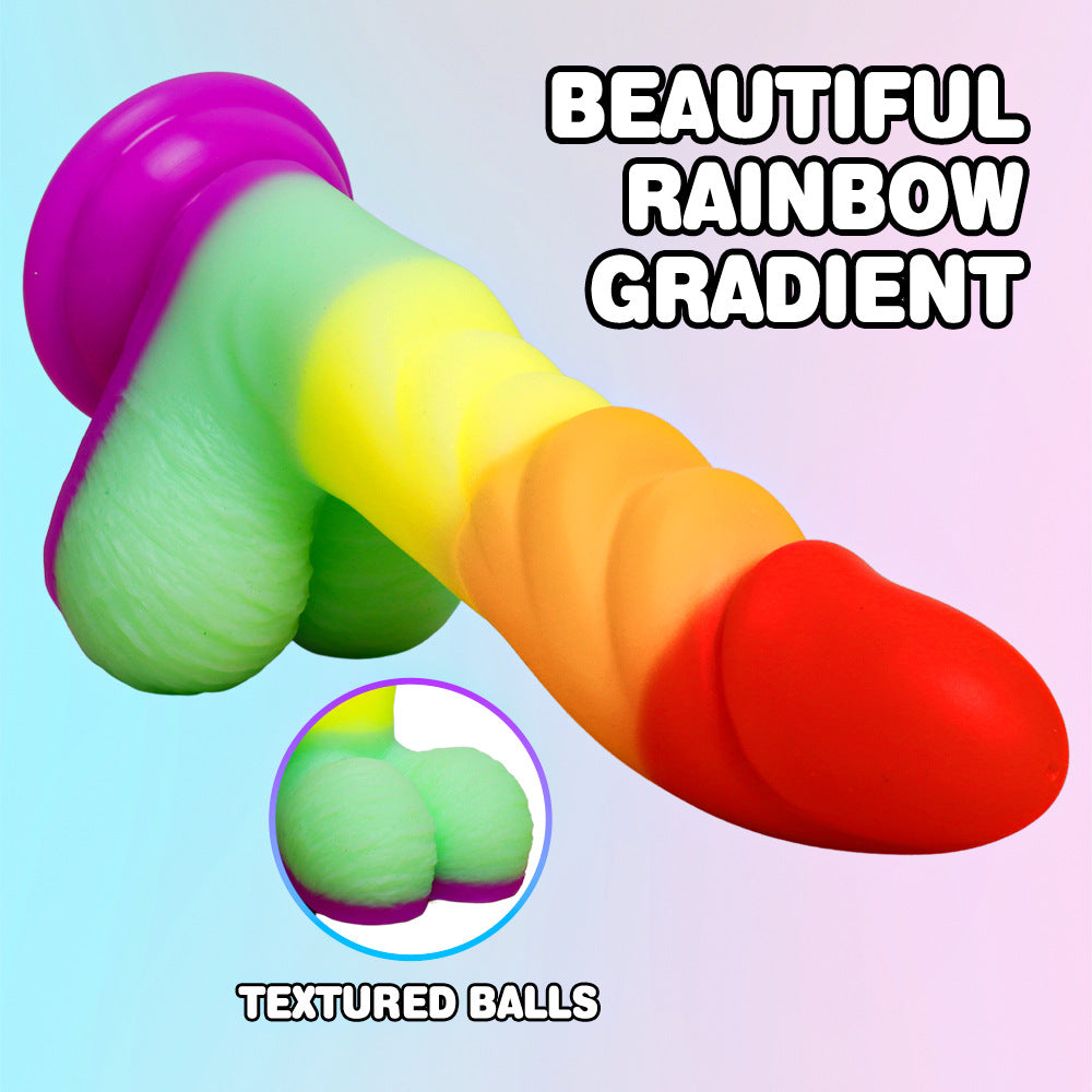 7 Inch Rainbow Silicone Tapered Ridged Dildo