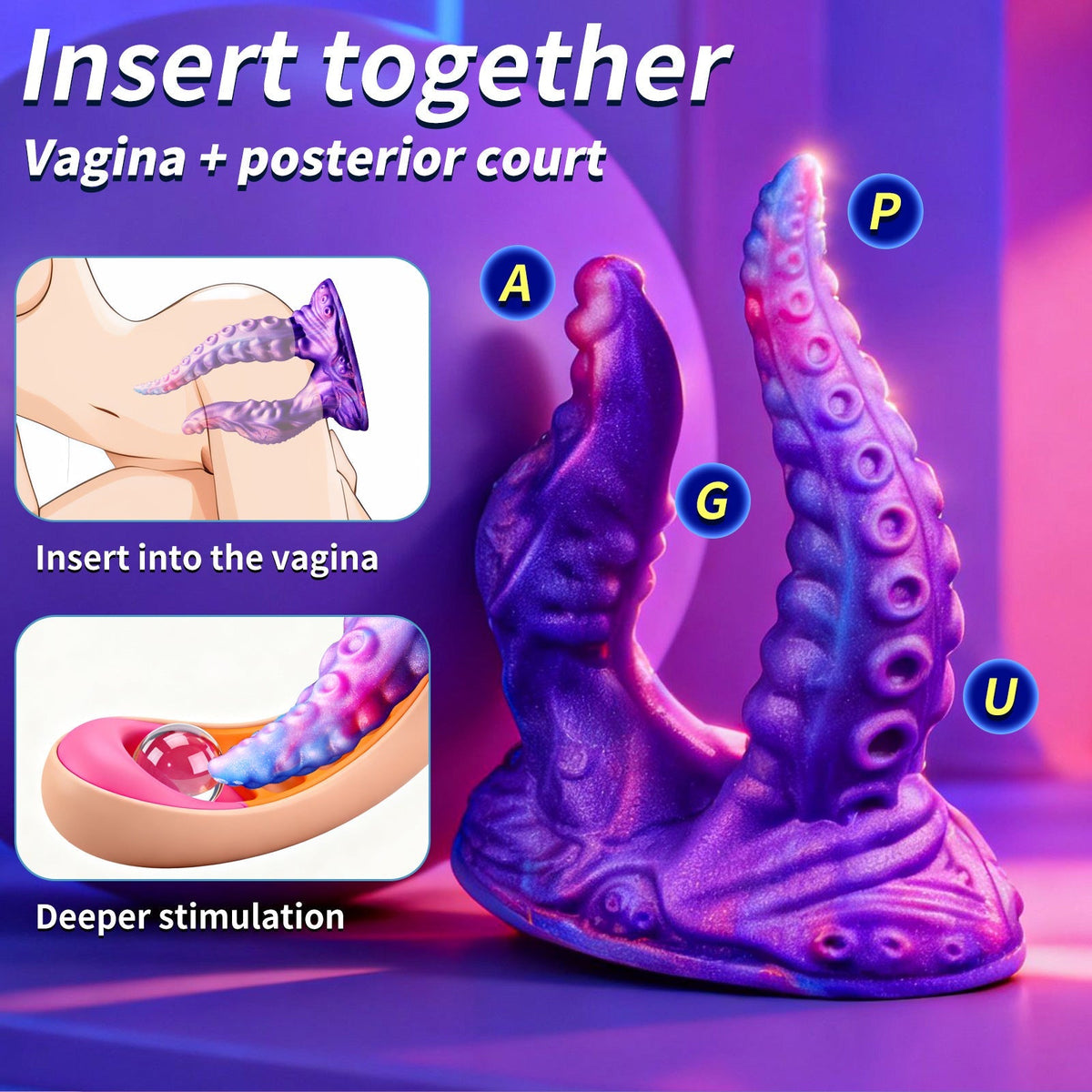 Blue Monster Tentacle Double Penetration Dildo