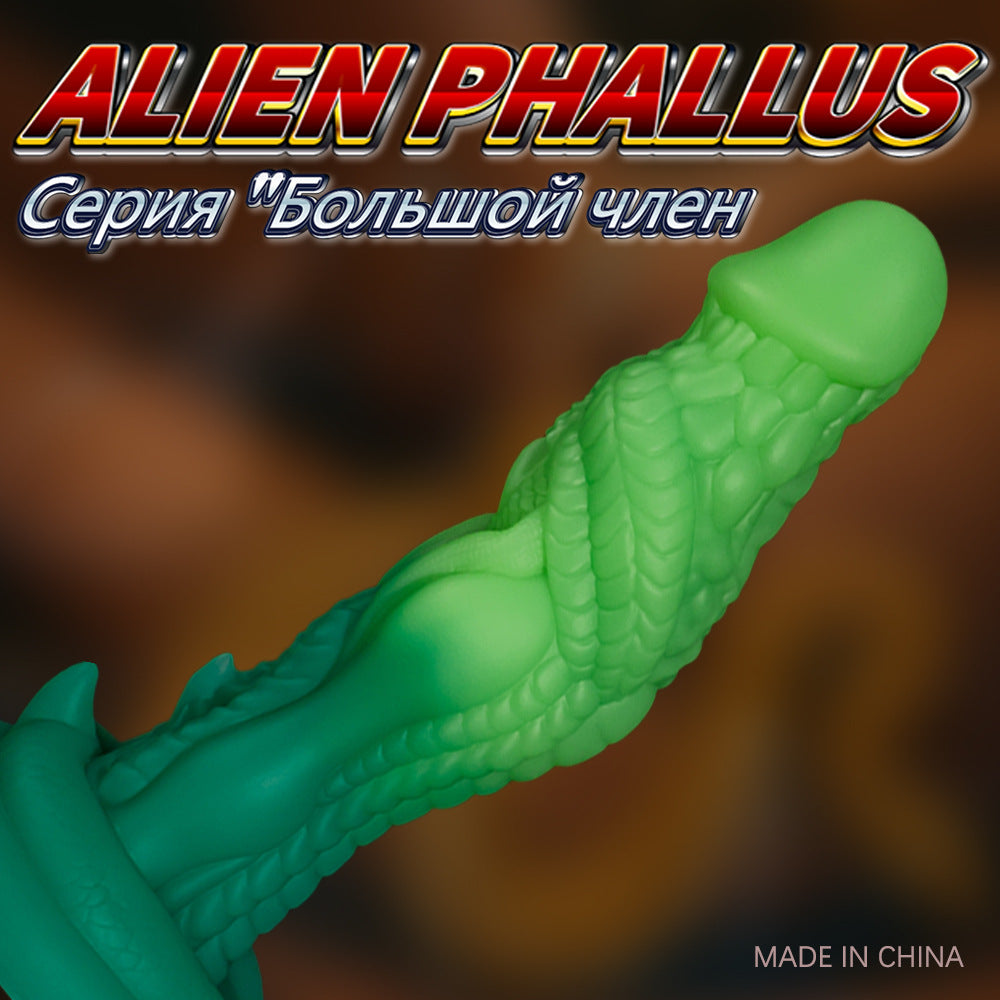 7.87 Inch Green Silicone Monster Textured Dildo
