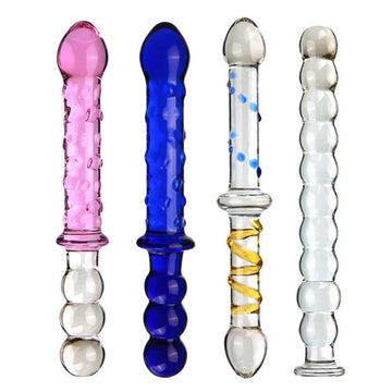 9 Inch Clear Glass Beaded Double Ended Dildo