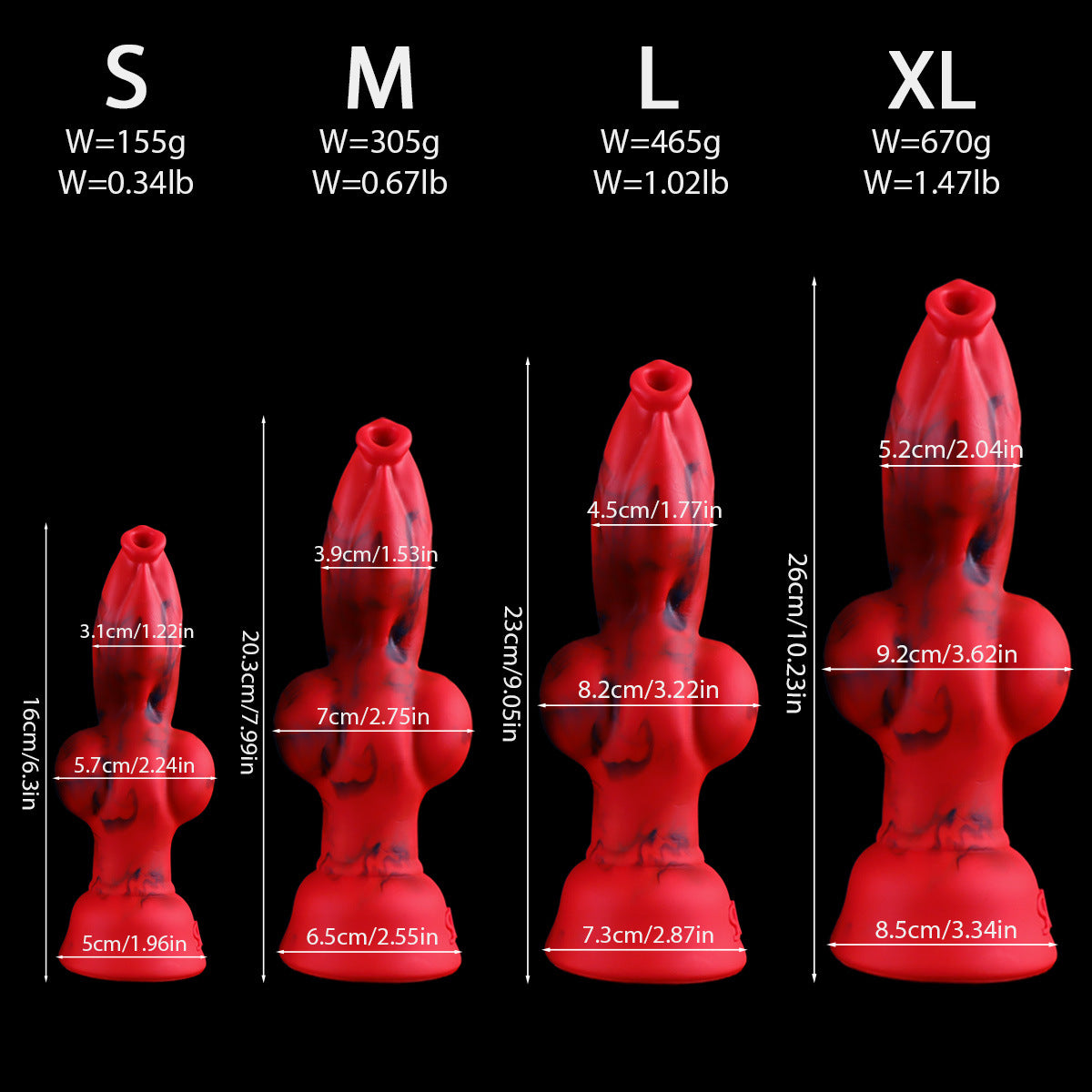 Soft Red Fantasy Knot Werewolf Dildo