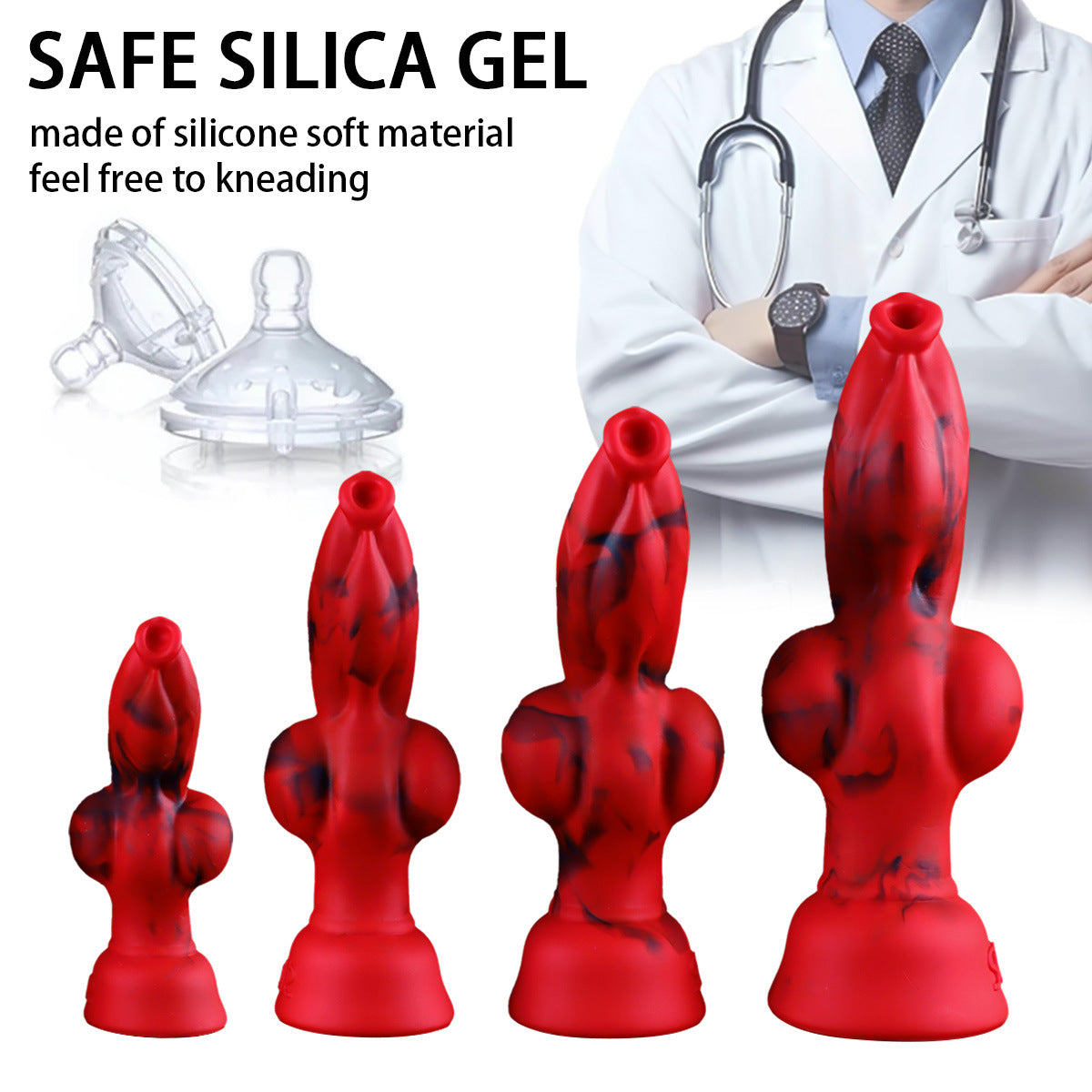 Soft Red Fantasy Knot Werewolf Dildo