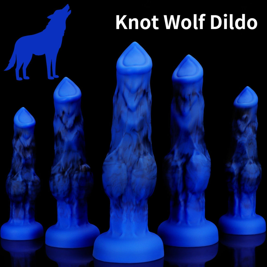 Blue Silicone Knot Fantasy Wolf Dildo
