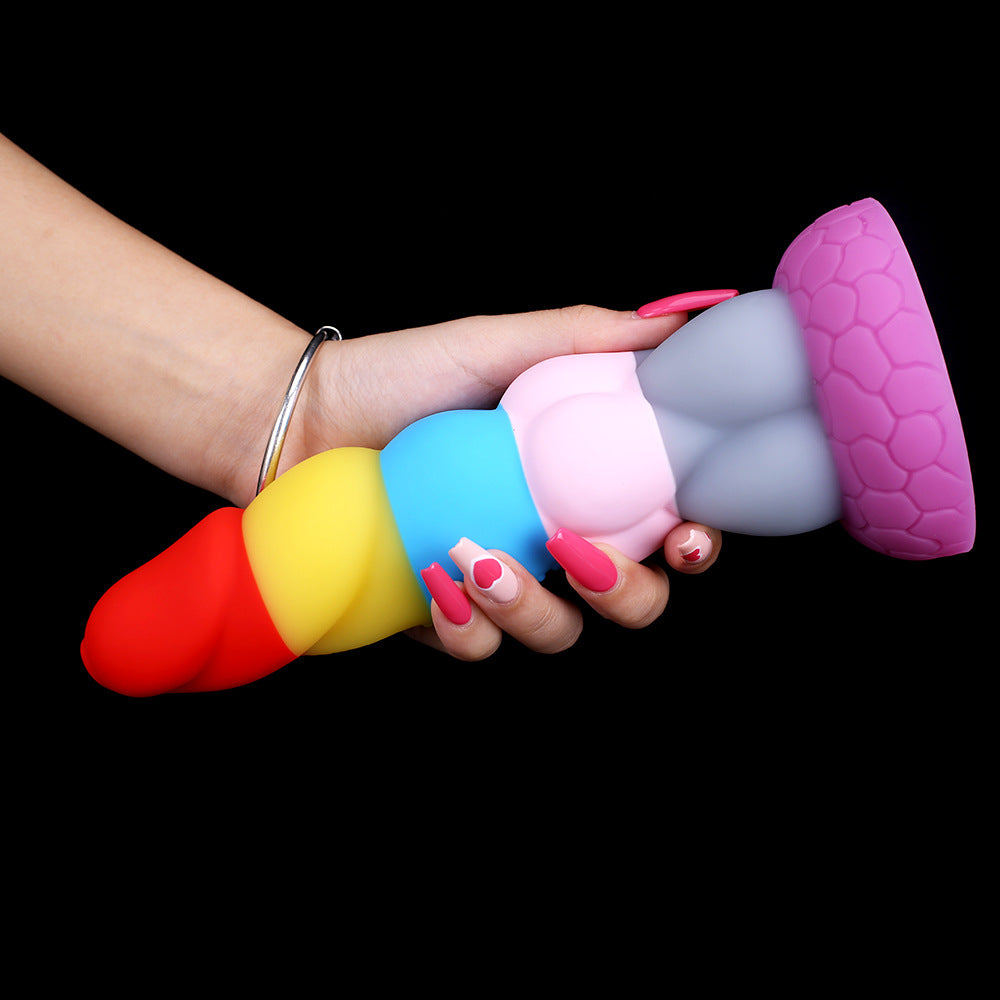 Unicorn Soft Silicone Knotted Rainbow Dildo