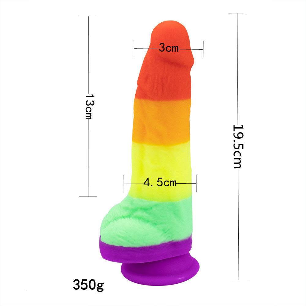 7.6 Inch Rainbow Silicone Dildo For Gay