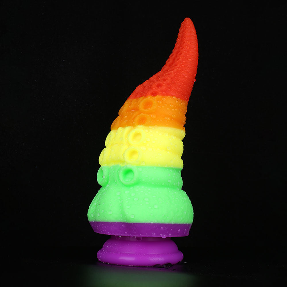 8.6 Inch Rainbow Silicone fantasy Tentacle Curved Dildo