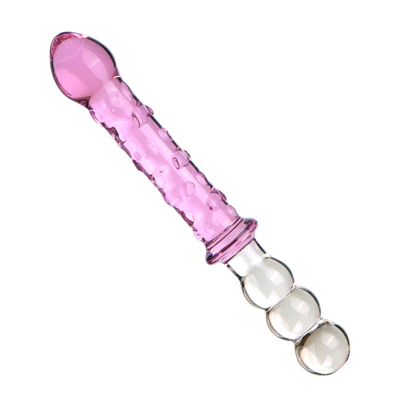 9 Inch Clear Glass Beaded Double Ended Dildo
