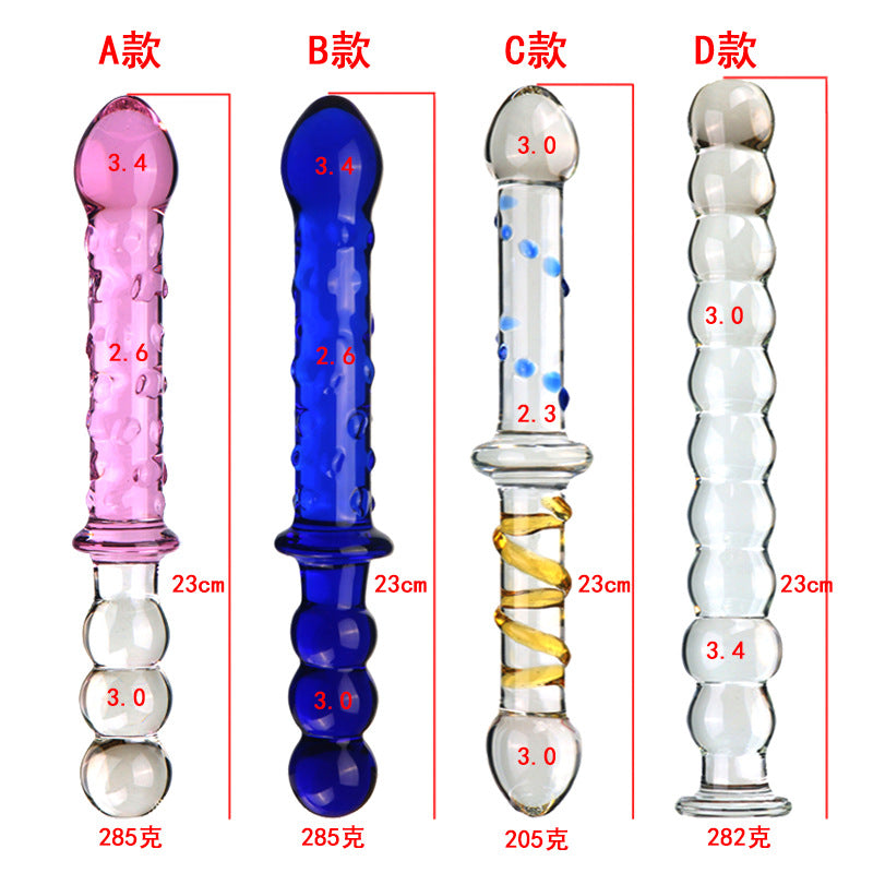 9 Inch Clear Glass Beaded Double Ended Dildo