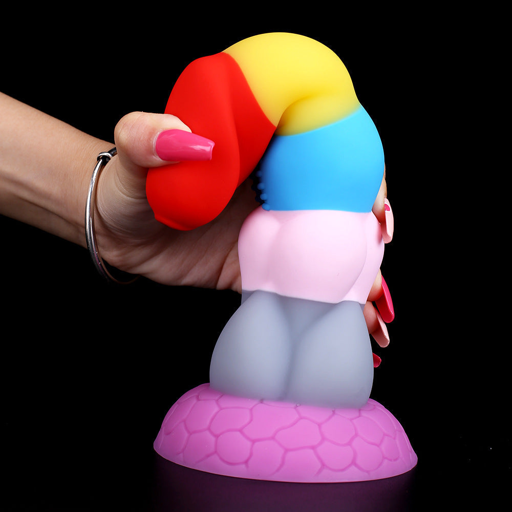 Unicorn Soft Silicone Knotted Rainbow Dildo