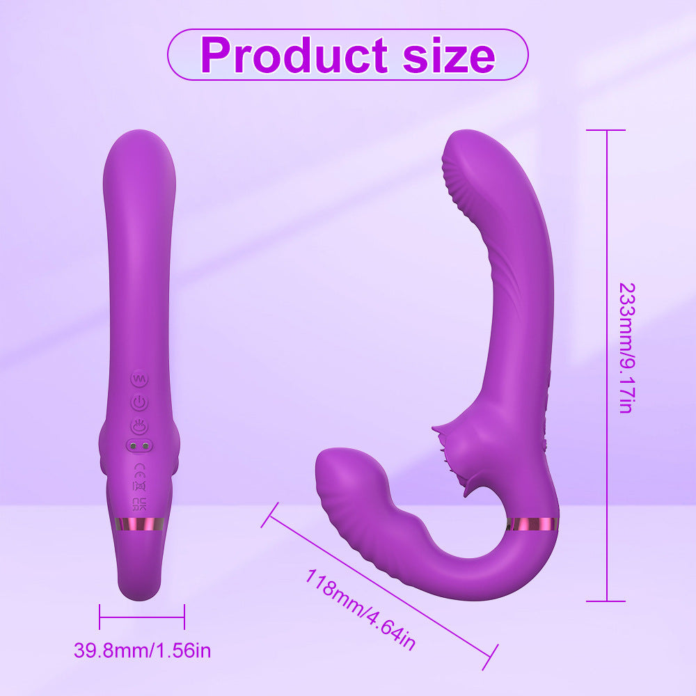Couple Purple Curved Double Strap On Dildo