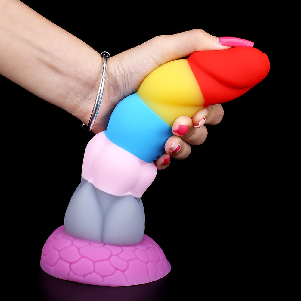 Unicorn Soft Silicone Knotted Rainbow Dildo