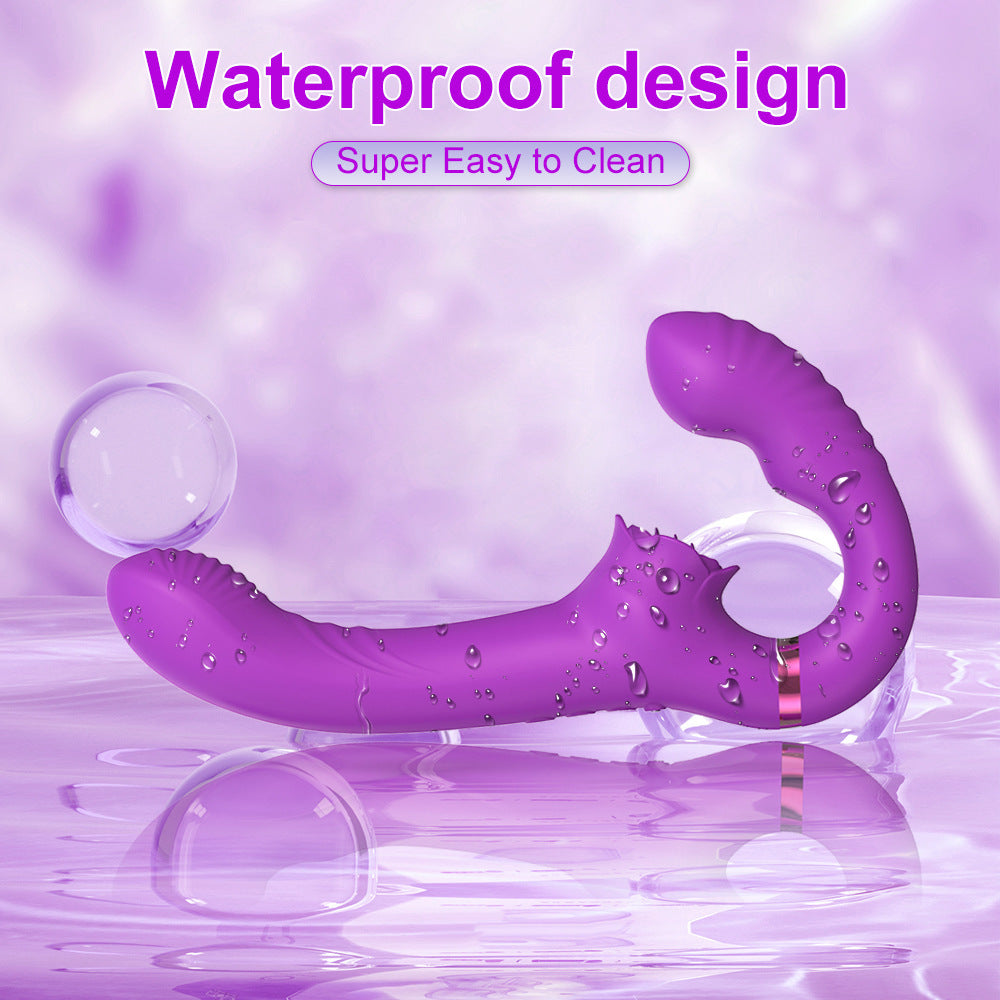 Couple Purple Curved Double Strap On Dildo