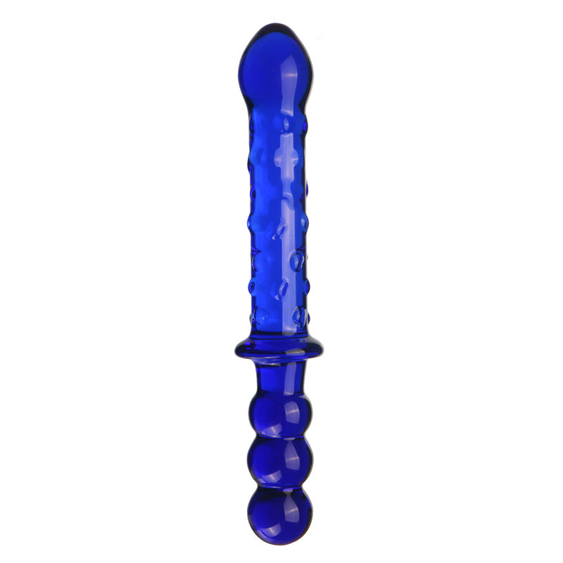 9 Inch Clear Glass Beaded Double Ended Dildo