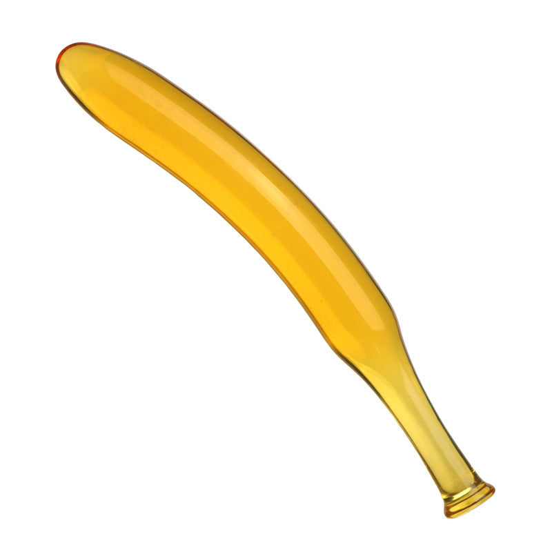 Yellow Banana Slim Glass Curved Discreet Dildo