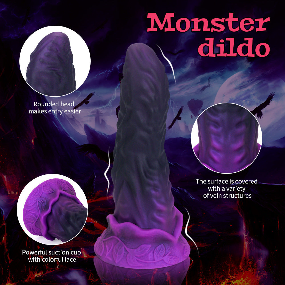 10 Inch Purple Silicone Textured Monster Dildo
