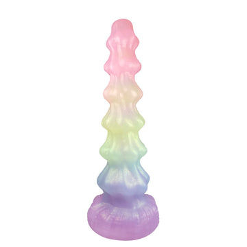 25.4 cm Red Huge Beaded Knot Rainbow Dildo
