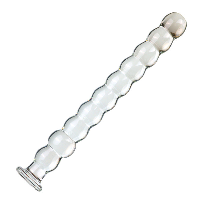 9 Inch Clear Glass Beaded Double Ended Dildo