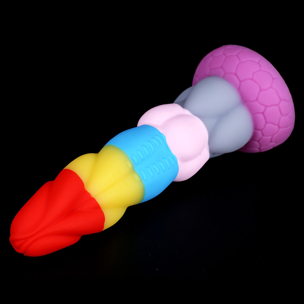 Unicorn Soft Silicone Knotted Rainbow Dildo