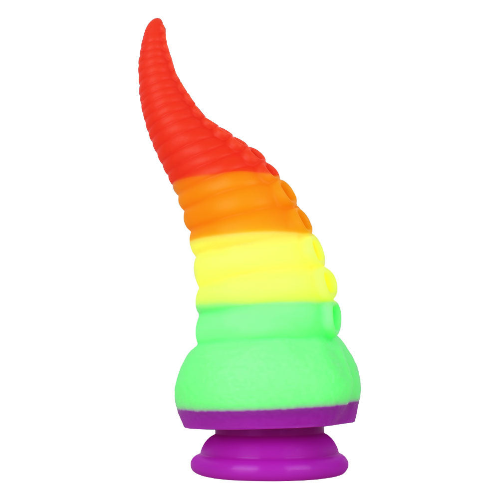 8.6 Inch Rainbow Silicone fantasy Tentacle Curved Dildo