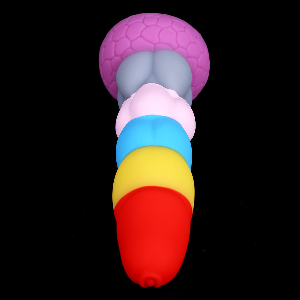 Unicorn Soft Silicone Knotted Rainbow Dildo