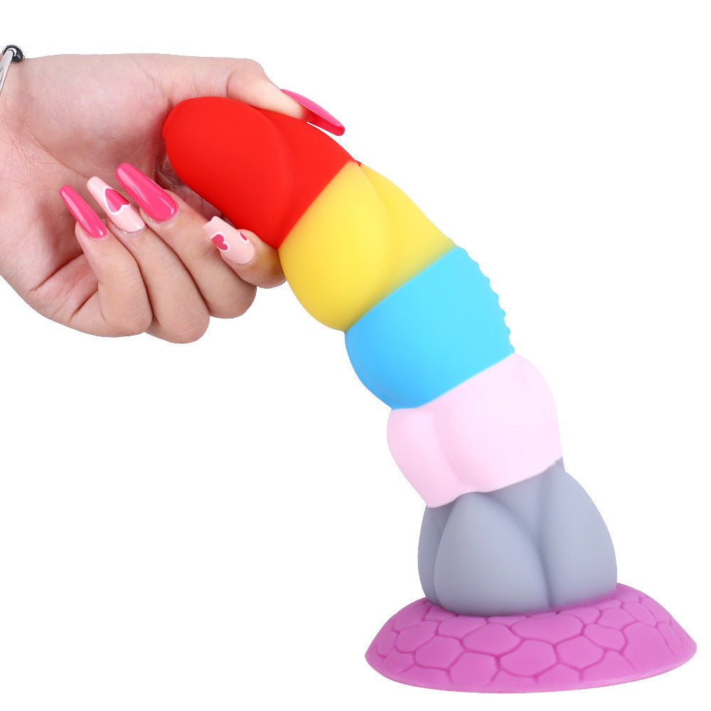 Unicorn Soft Silicone Knotted Rainbow Dildo