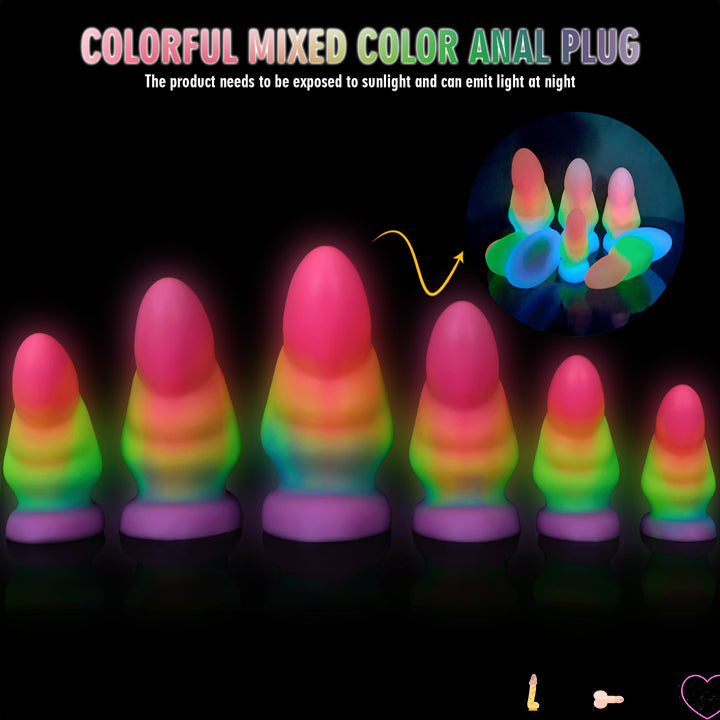 Rainbow Light Up Short Thick Butt Plug